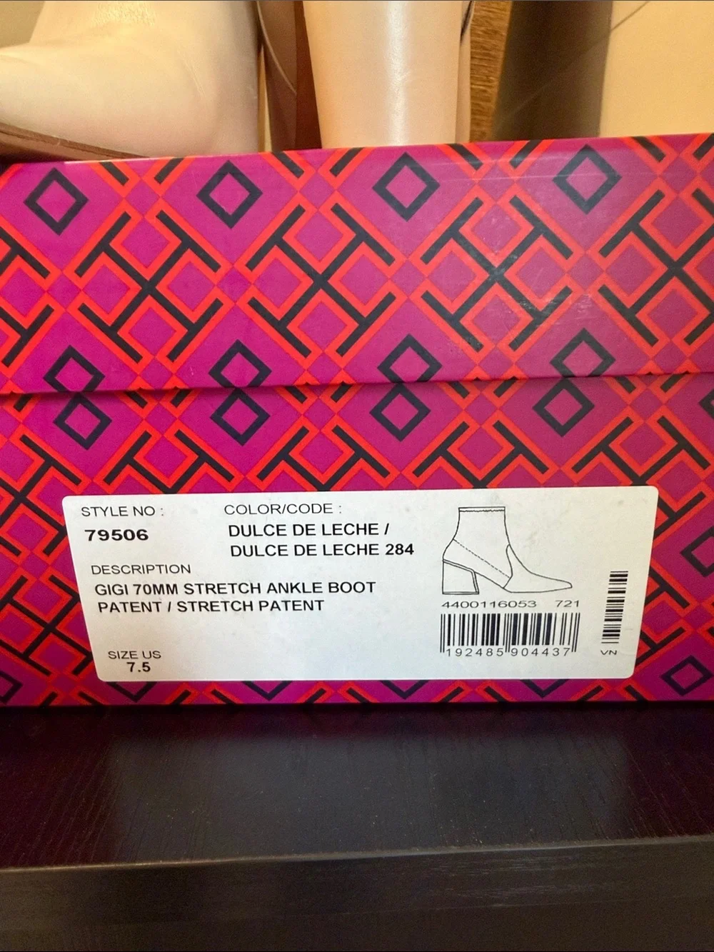 Tory Burch Gigi 70mm Stretch Ankle Boot in Dulce De Leche Size 7.5